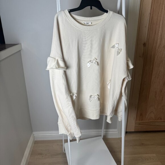 Cream Sweatshirt with Silky Bows - Picture 4 of 6